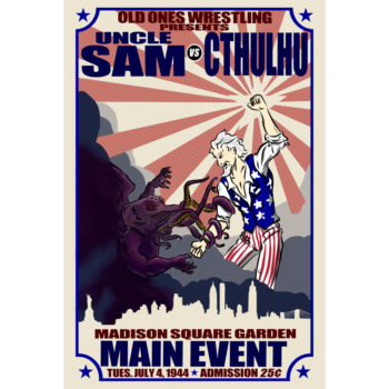 Cthulhu vs. Uncle Sam #1 - Vintage Wrestling Poster variant